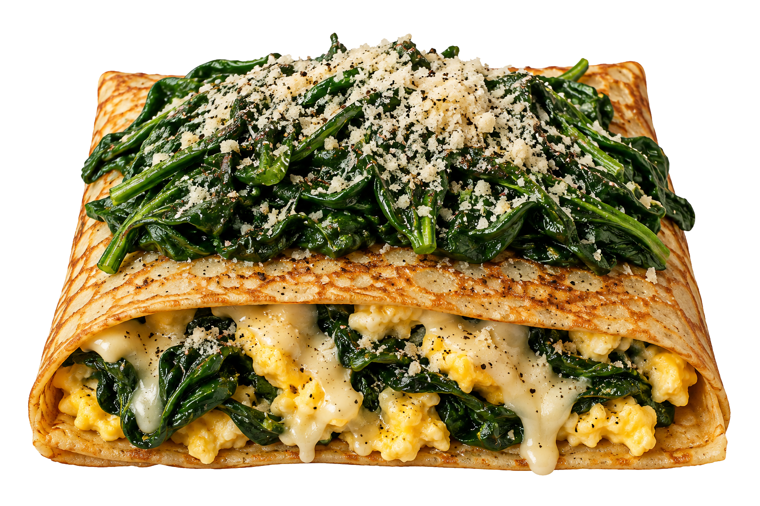 Spinach, egg & cheese crêpe