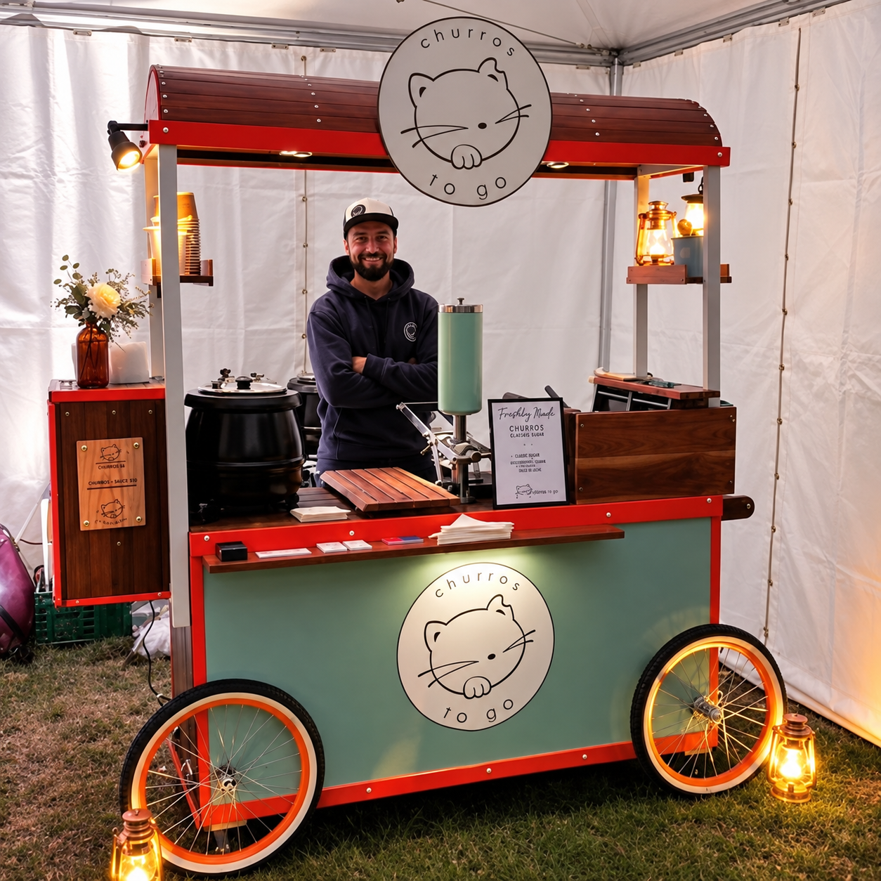 The Gatto&rsquo;s Churros To Go cart set up at an event